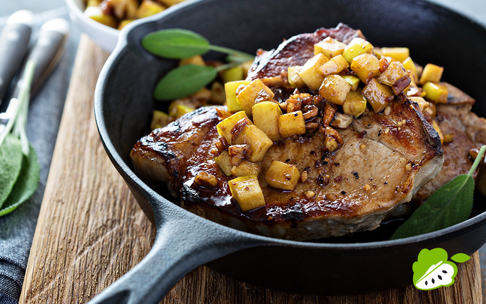 Pork Chops With A Curry Custard Apple Glaze
